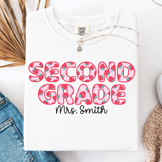 Comfort Colors Teacher Shirt, Second Grade Teacher Shirt, 2nd Grade Teacher Shirt, Back to School Shirt, Strawberry Teacher Appreciation Tee