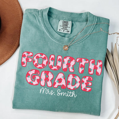 Comfort Colors Teacher Shirt, Fourth Grade Teacher Shirt, 4th Grade Teacher Shirt, Back to School Shirt, Strawberry Teacher Appreciation Tee