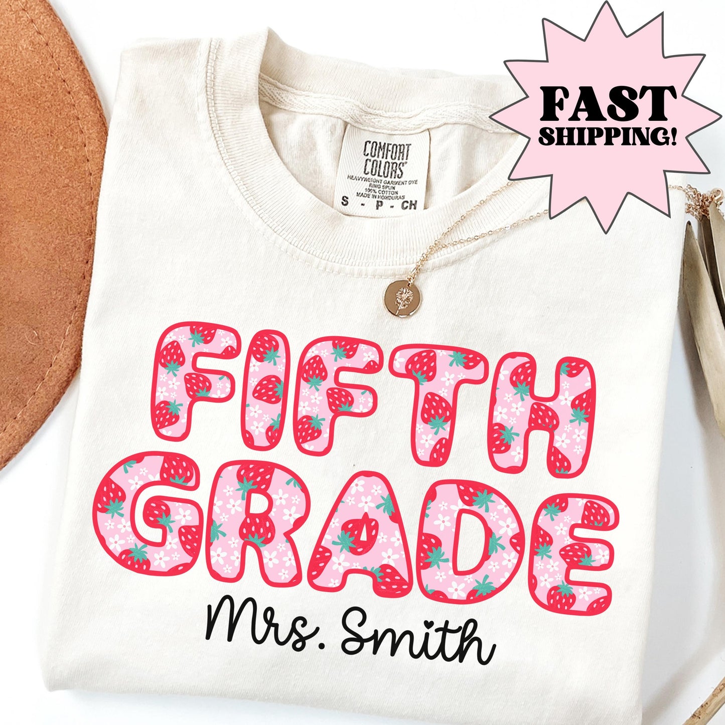 Comfort Colors Teacher Shirt, Fifth Grade Teacher Shirt, 5th Grade Teacher Shirt, Back to School Shirt, Strawberry Teacher Appreciation Tee