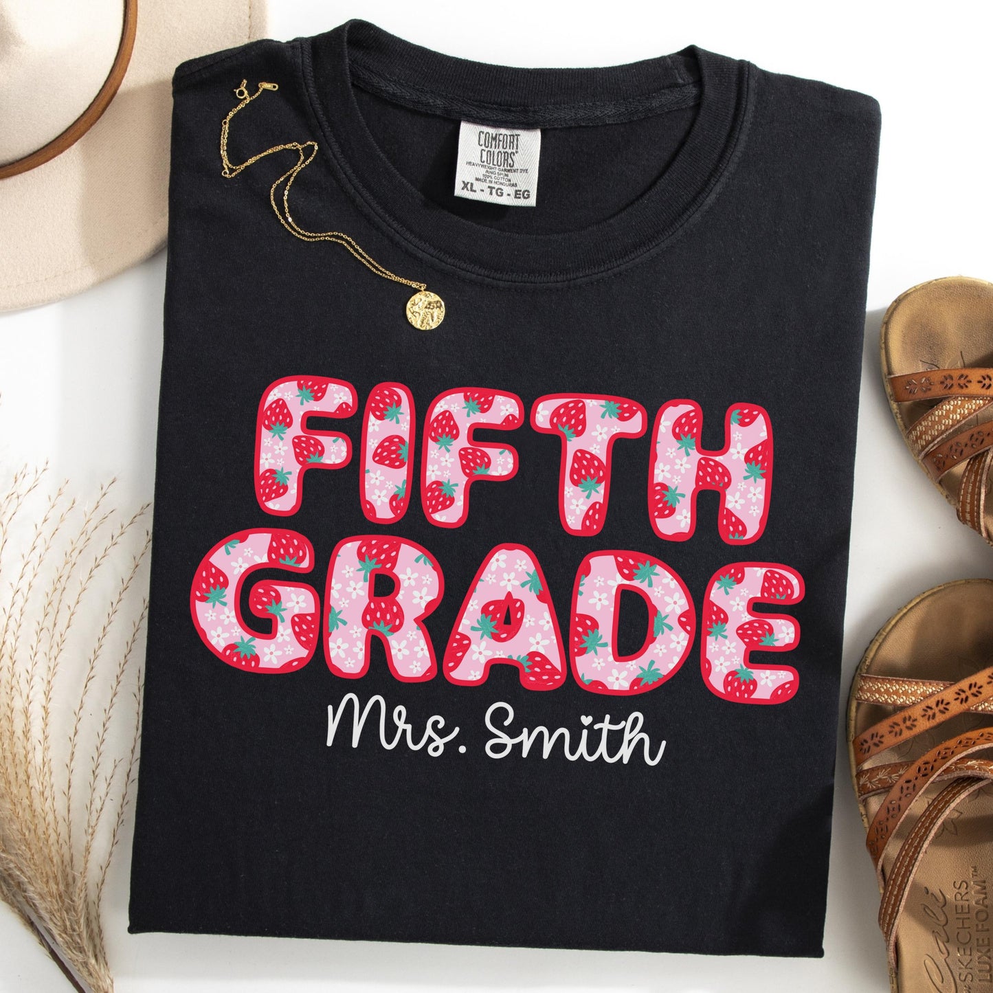 Comfort Colors Teacher Shirt, Fifth Grade Teacher Shirt, 5th Grade Teacher Shirt, Back to School Shirt, Strawberry Teacher Appreciation Tee