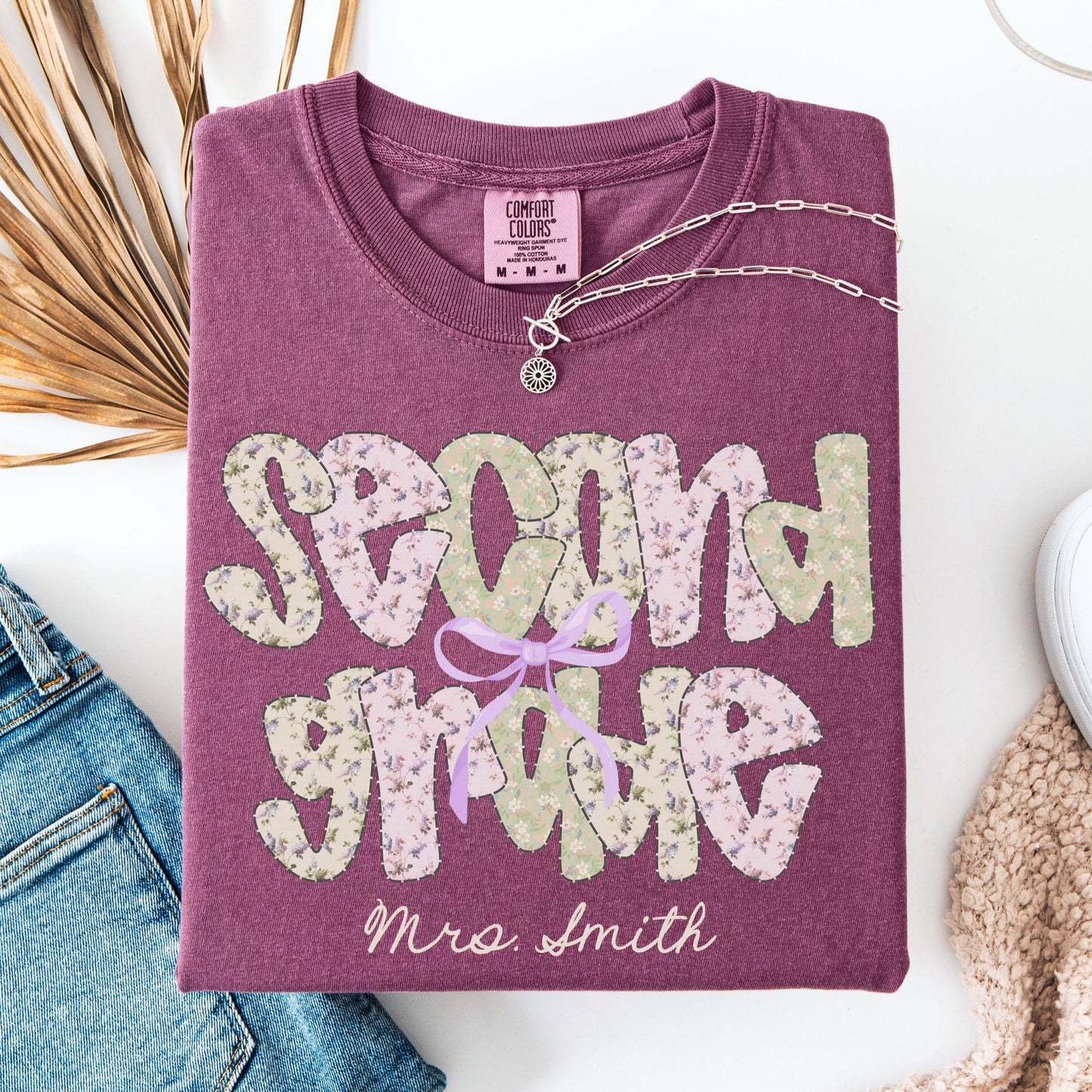 Comfort Colors Teacher Shirt, Second Grade Teacher Shirt, 2nd Grade Teacher Team Tee, Floral Second Grade Teacher Tee, Back to School Shirt