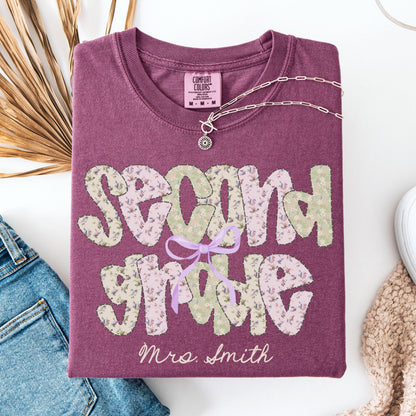 Comfort Colors Teacher Shirt, Second Grade Teacher Shirt, 2nd Grade Teacher Team Tee, Floral Second Grade Teacher Tee, Back to School Shirt