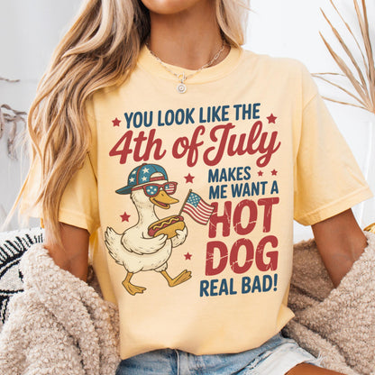Comfort Colors 4th of July Shirt, USA Shirt, Fourth of July Shirt, Hot Dog Shirt, You Look Like The 4th of July Make Me Want AHot Dog Bad