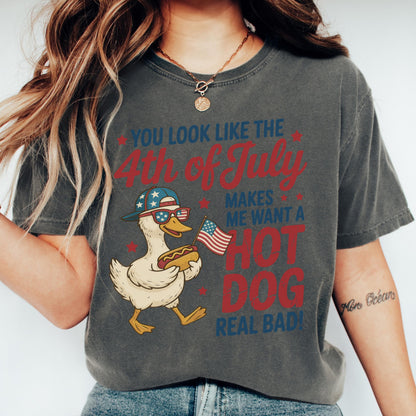 Comfort Colors 4th of July Shirt, USA Shirt, Fourth of July Shirt, Hot Dog Shirt, You Look Like The 4th of July Make Me Want AHot Dog Bad