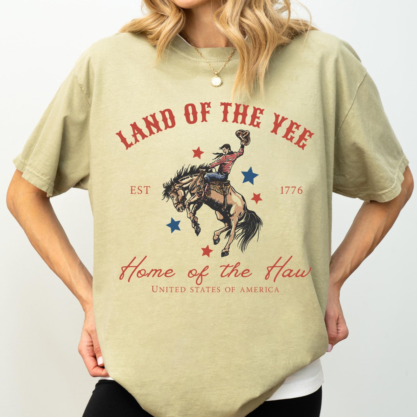Comfort Colors 4th of July Shirt, USA Shirt, Fourth of July Shirt, Yee Haw Shirt, Cowboy Tee, Western 4th of July Shirt, Land of the Yee Tee
