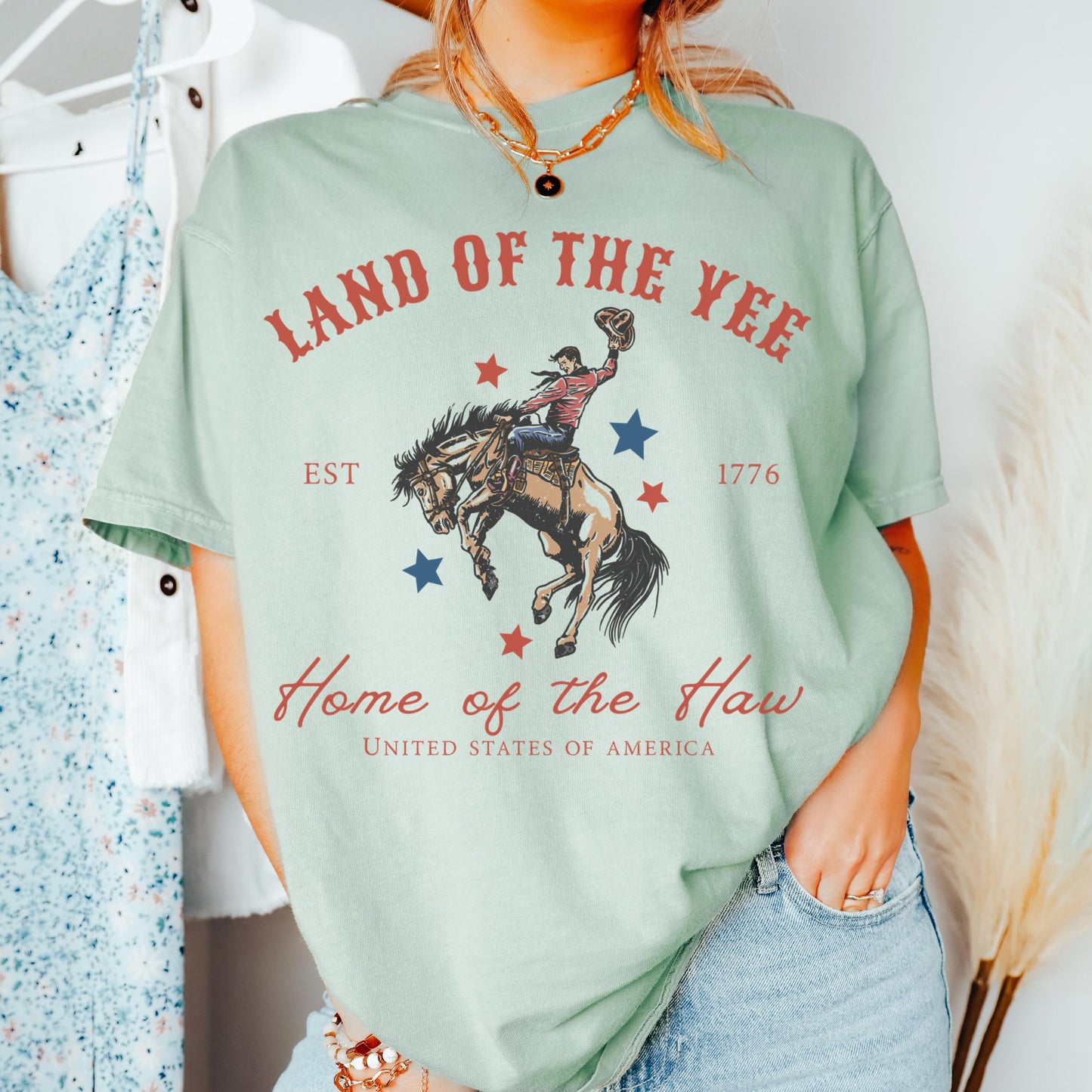 Comfort Colors 4th of July Shirt, USA Shirt, Fourth of July Shirt, Yee Haw Shirt, Cowboy Tee, Western 4th of July Shirt, Land of the Yee Tee