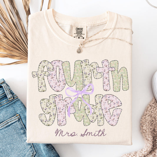 Comfort Colors Teacher Shirt, Fourth Grade Teacher Shirt, 4th Grade Teacher Team Tee, Floral Fourth Grade Teacher Tee, Back to School Shirt