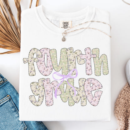 Comfort Colors Teacher Shirt, Fourth Grade Teacher Shirt, 4th Grade Teacher Team Tee, Floral Fourth Grade Teacher Tee, Back to School Shirt