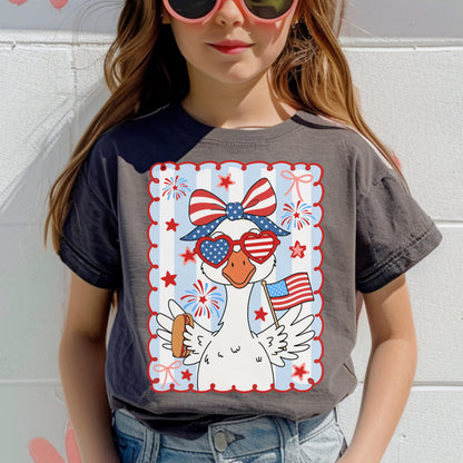 Comfort Colors Kids 4th of July Shirt, Youth USA Shirt, Fourth of July Shirt, Goose Kid Shirt, Brother Sister Shirt, Youth Goose Tshirt