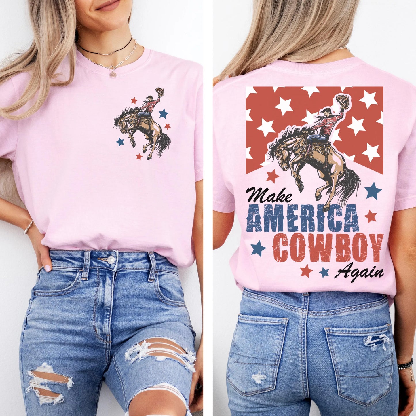 Comfort Colors 4th of July Shirt, USA Shirt, Fourth of July Shirt, Cowboys Shirt, Western Tee, Make America Cowboy Again Tee, Ride a Cowboy
