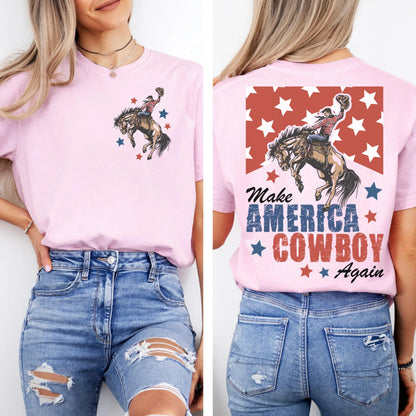 Comfort Colors 4th of July Shirt, USA Shirt, Fourth of July Shirt, Cowboys Shirt, Western Tee, Make America Cowboy Again Tee, Ride a Cowboy