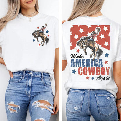 Comfort Colors 4th of July Shirt, USA Shirt, Fourth of July Shirt, Cowboys Shirt, Western Tee, Make America Cowboy Again Tee, Ride a Cowboy