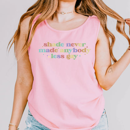 Comfort Colors Pride Tank, Gay Shirt, LGBTQ Shirt, Lesbian Tee, Inclusive Shirt, Transgender Tank, Equality Shirt, Shade Never Made Less Gay