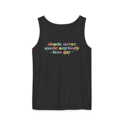 Comfort Colors Pride Tank, Gay Shirt, LGBTQ Shirt, Lesbian Tee, Inclusive Shirt, Transgender Tank, Equality Shirt, Shade Never Made Less Gay