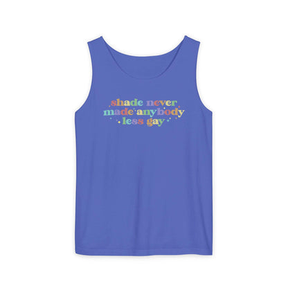 Comfort Colors Pride Tank, Gay Shirt, LGBTQ Shirt, Lesbian Tee, Inclusive Shirt, Transgender Tank, Equality Shirt, Shade Never Made Less Gay