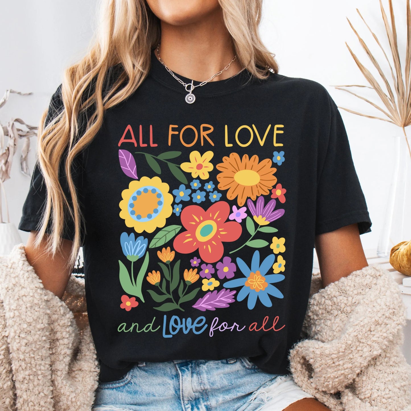 Comfort Colors Pride Shirt, Gay Shirt, LGBTQ Shirt, Love Shirt, Inclusive Shirt, Transgender Shirt, Equality Tee, Floral Love For All Shirt