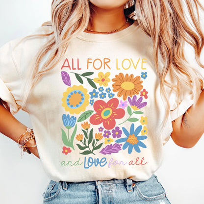 Comfort Colors Pride Shirt, Gay Shirt, LGBTQ Shirt, Love Shirt, Inclusive Shirt, Transgender Shirt, Equality Tee, Floral Love For All Shirt