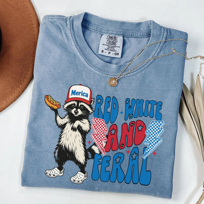 Comfort Colors 4th of July Shirt, USA Shirt, Fourth of July Shirt, Feral Shirt, Raccoon Shirt, Summer Shirt, USA Tee, Hot Dog Wiener Tee