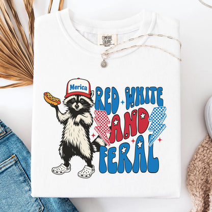 Comfort Colors 4th of July Shirt, USA Shirt, Fourth of July Shirt, Feral Shirt, Raccoon Shirt, Summer Shirt, USA Tee, Hot Dog Wiener Tee