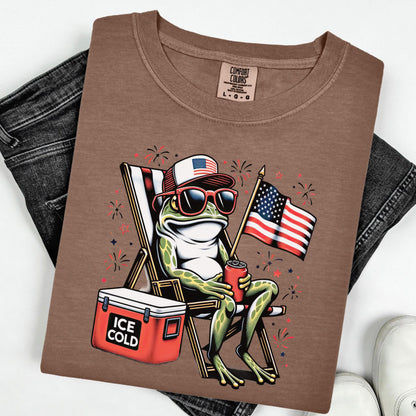 Comfort Colors 4th of July Shirt, USA Shirt, Fourth of July Shirt, Frog Shirt, Funny Frog Tee, Beer Shirt, Fourth of July Tee, Gift for Dad