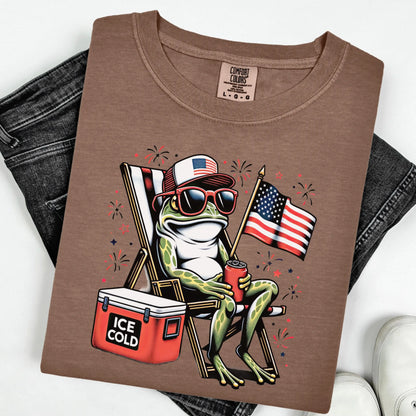 Comfort Colors 4th of July Shirt, USA Shirt, Fourth of July Shirt, Frog Shirt, Funny Frog Tee, Beer Shirt, Fourth of July Tee, Gift for Dad