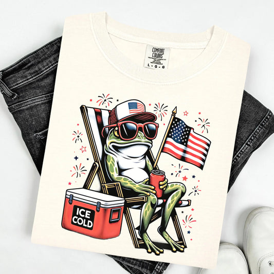 Comfort Colors 4th of July Shirt, USA Shirt, Fourth of July Shirt, Frog Shirt, Funny Frog Tee, Beer Shirt, Fourth of July Tee, Gift for Dad