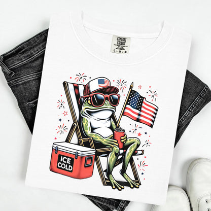 Comfort Colors 4th of July Shirt, USA Shirt, Fourth of July Shirt, Frog Shirt, Funny Frog Tee, Beer Shirt, Fourth of July Tee, Gift for Dad