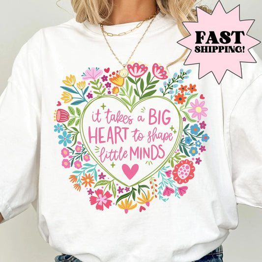 Comfort Colors Teacher Shirt, Teacher Shirts, Kindergarten Teacher Shirt, Big Heart Little Minds Shirt, Progress Over Perfection TShirt