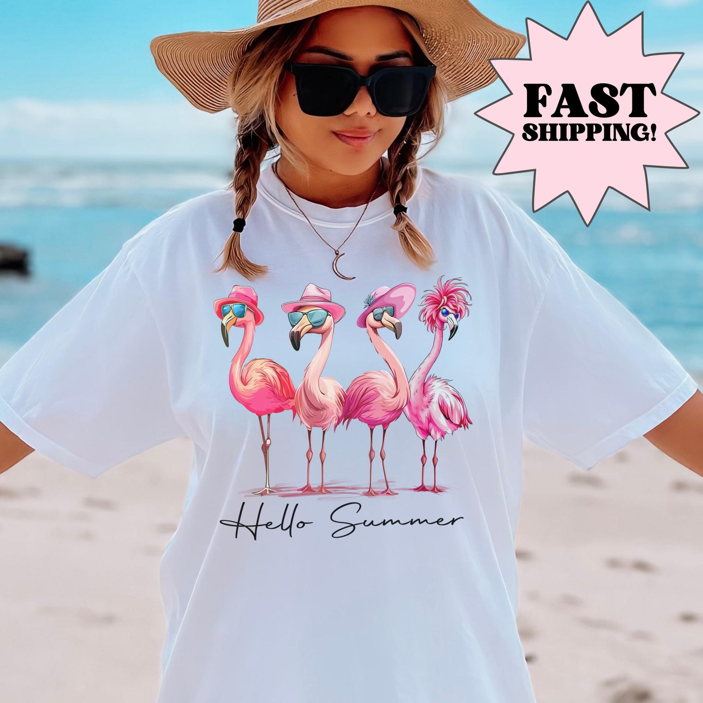 Comfort Colors Summer Shirt, Flamingo Shirt, Beach Shirt,  Vacation Shirt, Summer Vibes Shirt, Hello Summer Shirt, Crusie Tee, Funny Shirt