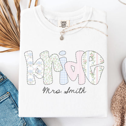 Comfort Colors Bride Shirt, Bachelorette Shirt, Future Mrs Shirt, Personalized Bride Shirt, Coquette Floral Bride Tshirt, Wedding Shirt