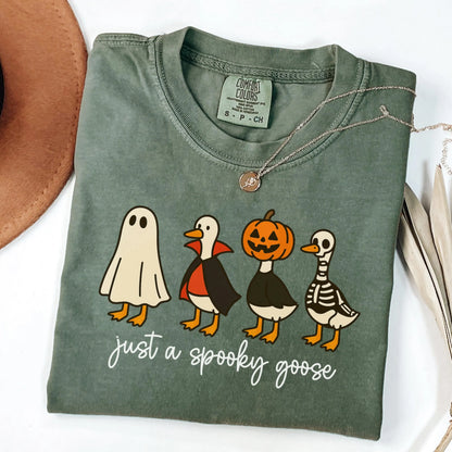 Funny Spooky Goose Halloween Comfort Colors Tee