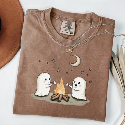 Camping Ghosts Roasting Marshmallows Comfort Colors Tee