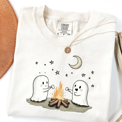 Camping Ghosts Roasting Marshmallows Comfort Colors Tee