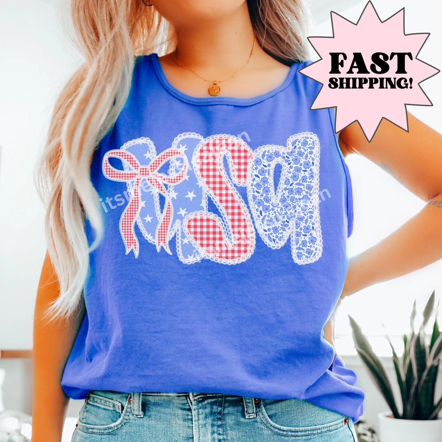 Comfort Colors 4th of July Shirt, USA Shirt, Fourth of July Tank Top, American Flag Shirt, American Citizen Shirt, Floral United States Tank