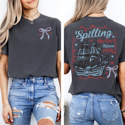 Comfort Colors 4th of July Shirt, USA Shirt, Fourth of July Shirt, American Flag Shirt, America Shirt, Spilling the Tea Shirt, United States