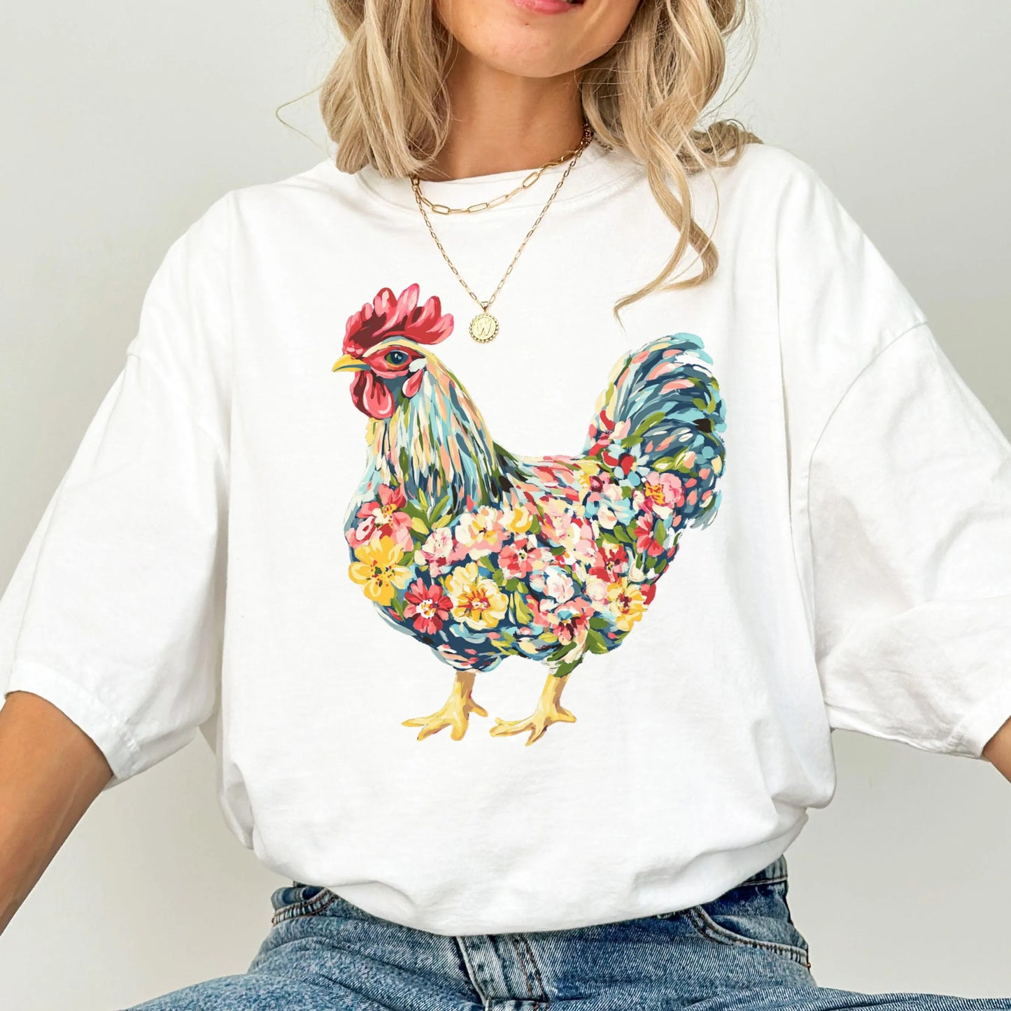 Comfort Colors Chicken Shirt, Chicken Lover Shirt, Farmer Shirt, Floral Shirt, Floral Chicken Shirt, Animal Shirt, Local Egg Dealer Shirt