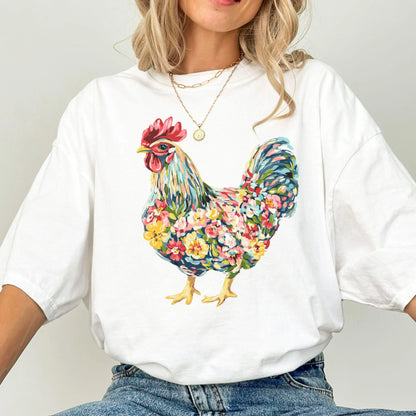 Comfort Colors Chicken Shirt, Chicken Lover Shirt, Farmer Shirt, Floral Shirt, Floral Chicken Shirt, Animal Shirt, Local Egg Dealer Shirt