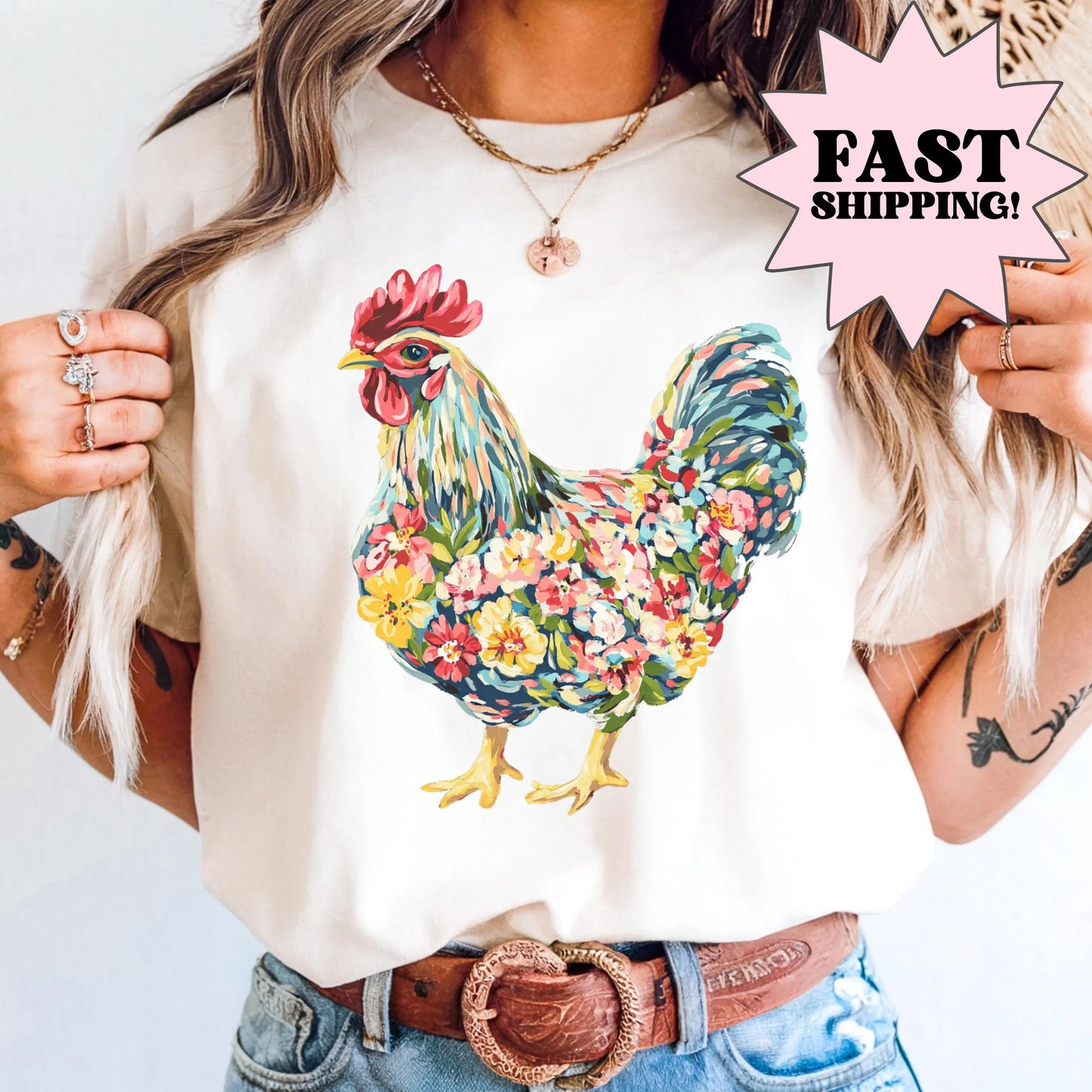 Comfort Colors Chicken Shirt, Chicken Lover Shirt, Farmer Shirt, Floral Shirt, Floral Chicken Shirt, Animal Shirt, Local Egg Dealer Shirt