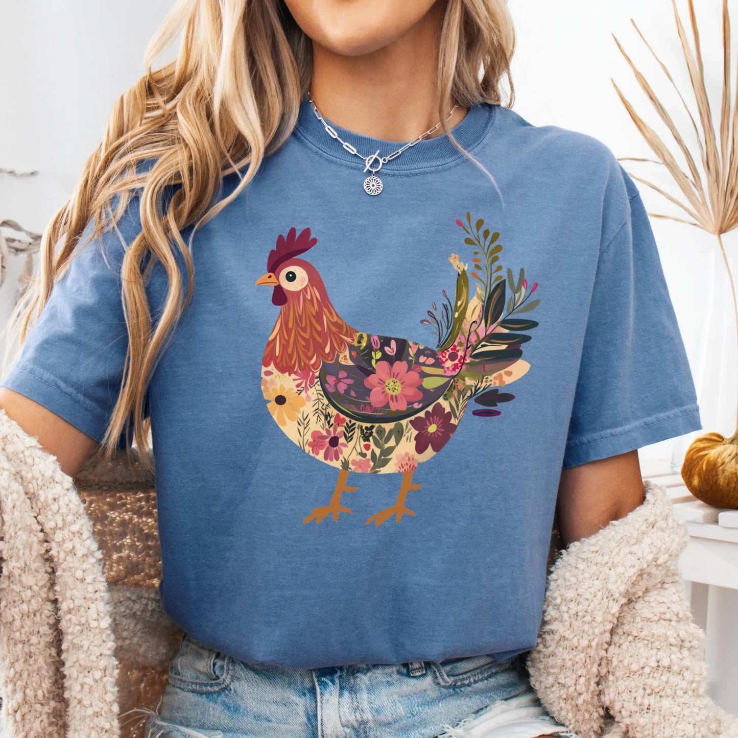 Comfort Colors Chicken Shirt, Chicken Lover Shirt, Farmer Shirt, Floral Shirt, Floral Chicken Shirt, Animal Shirt, Local Egg Dealer Shirt