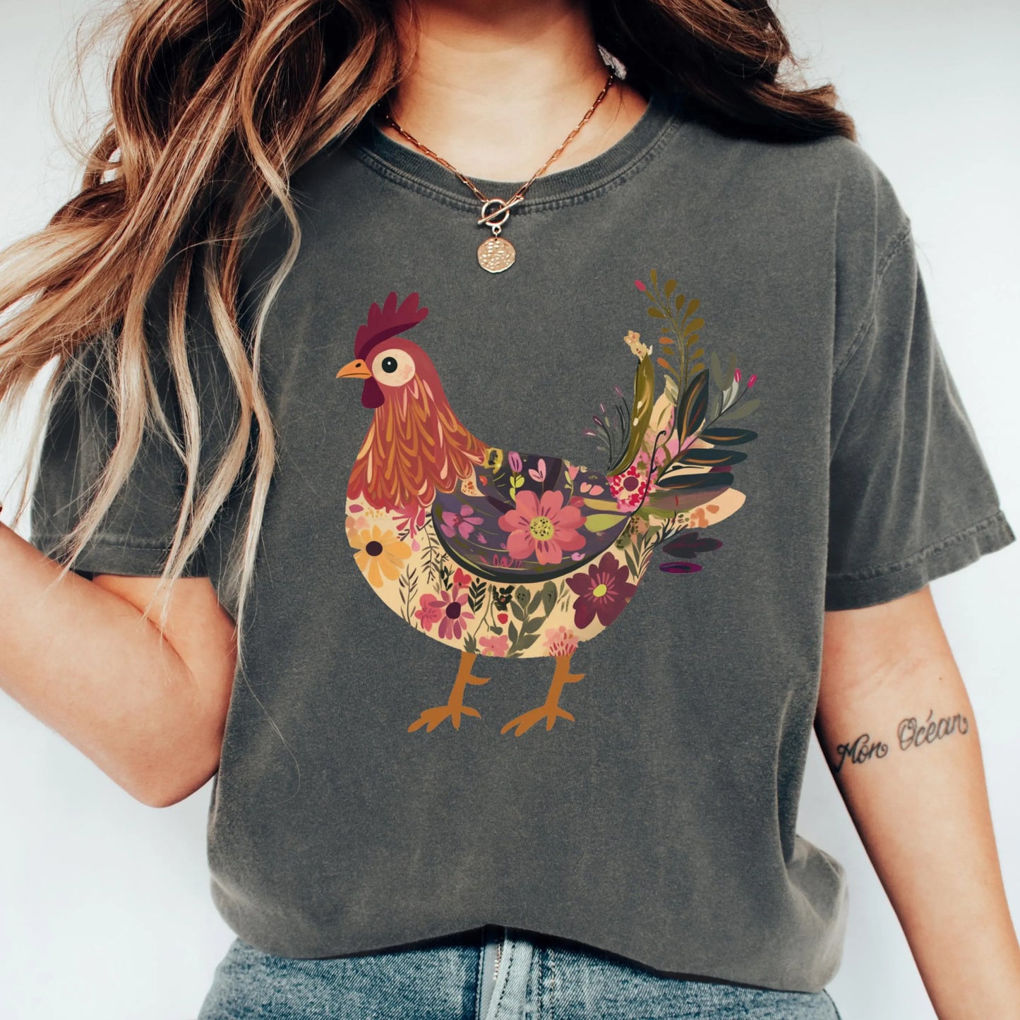 Comfort Colors Chicken Shirt, Chicken Lover Shirt, Farmer Shirt, Floral Shirt, Floral Chicken Shirt, Animal Shirt, Local Egg Dealer Shirt