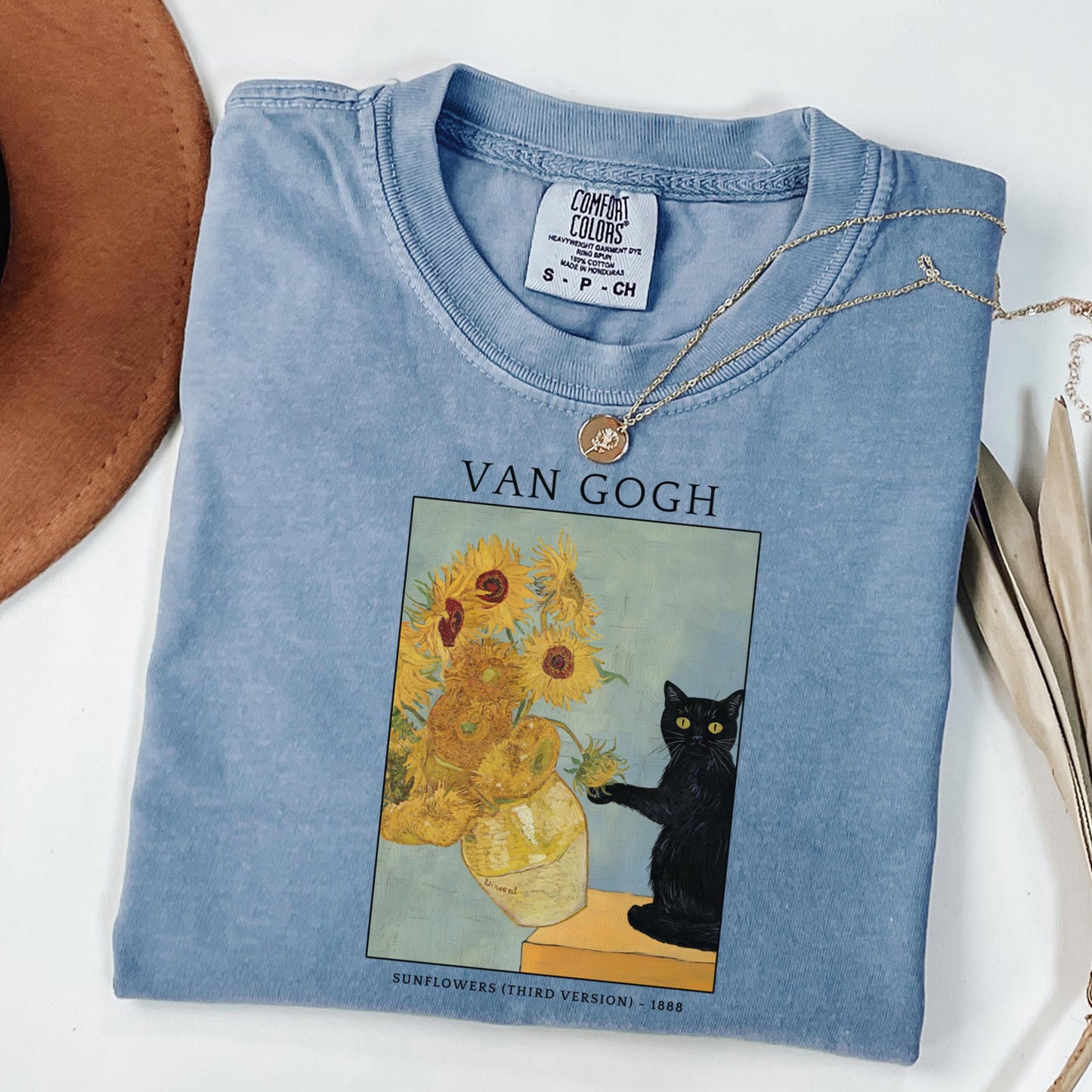 Comfort Colors Cat Shirt, Funny Cat Shirt, Van Gogh Shirt, Cat Meme Shirt, Black Cat T Shirt, Art Shirt, Artist Tee, Kitty Lover Gift Tee
