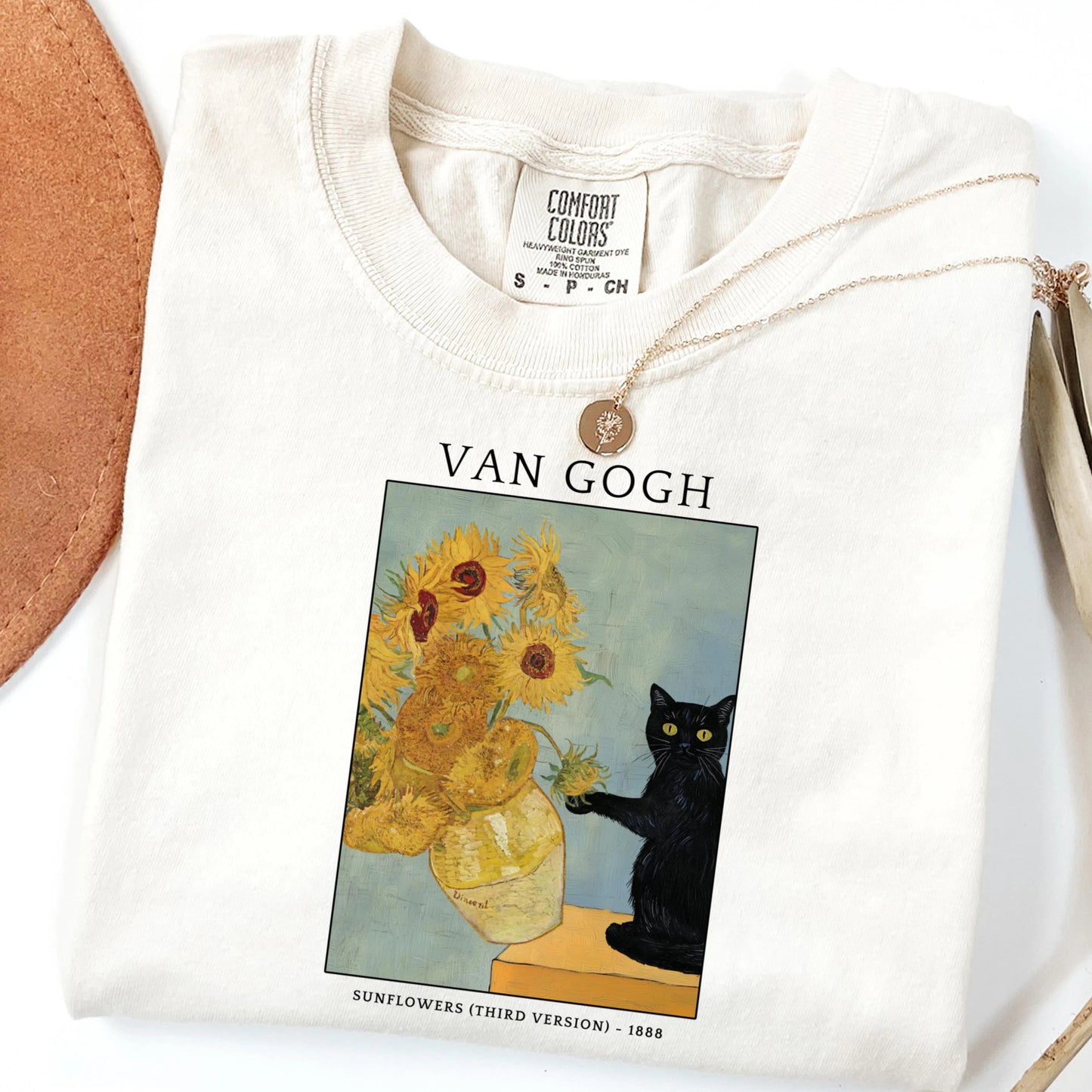 Comfort Colors Cat Shirt, Funny Cat Shirt, Van Gogh Shirt, Cat Meme Shirt, Black Cat T Shirt, Art Shirt, Artist Tee, Kitty Lover Gift Tee