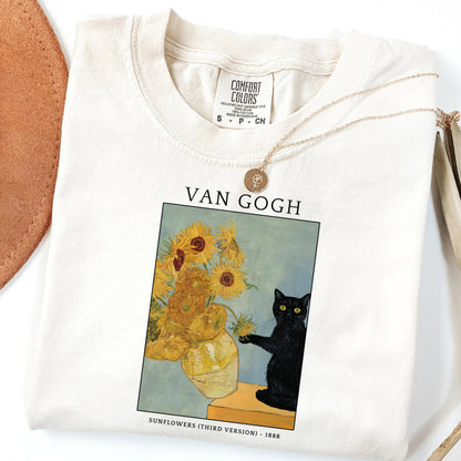 Comfort Colors Cat Shirt, Funny Cat Shirt, Van Gogh Shirt, Cat Meme Shirt, Black Cat T Shirt, Art Shirt, Artist Tee, Kitty Lover Gift Tee