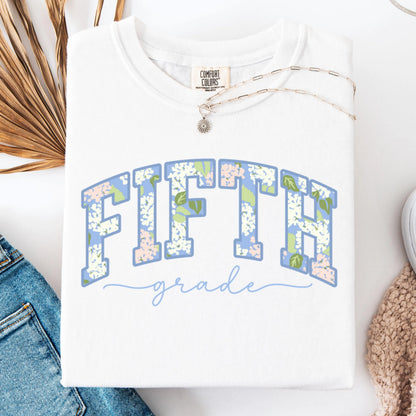 Comfort Colors Teacher Shirt, Fifth Grade Teacher Shirt, 5th Grade Teacher Shirt, Floral Hydrangea Teacher Tee, Team Back to School Shirts
