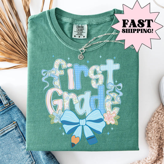 Personalized First Grade Teacher Custom Comfort Colors Tee