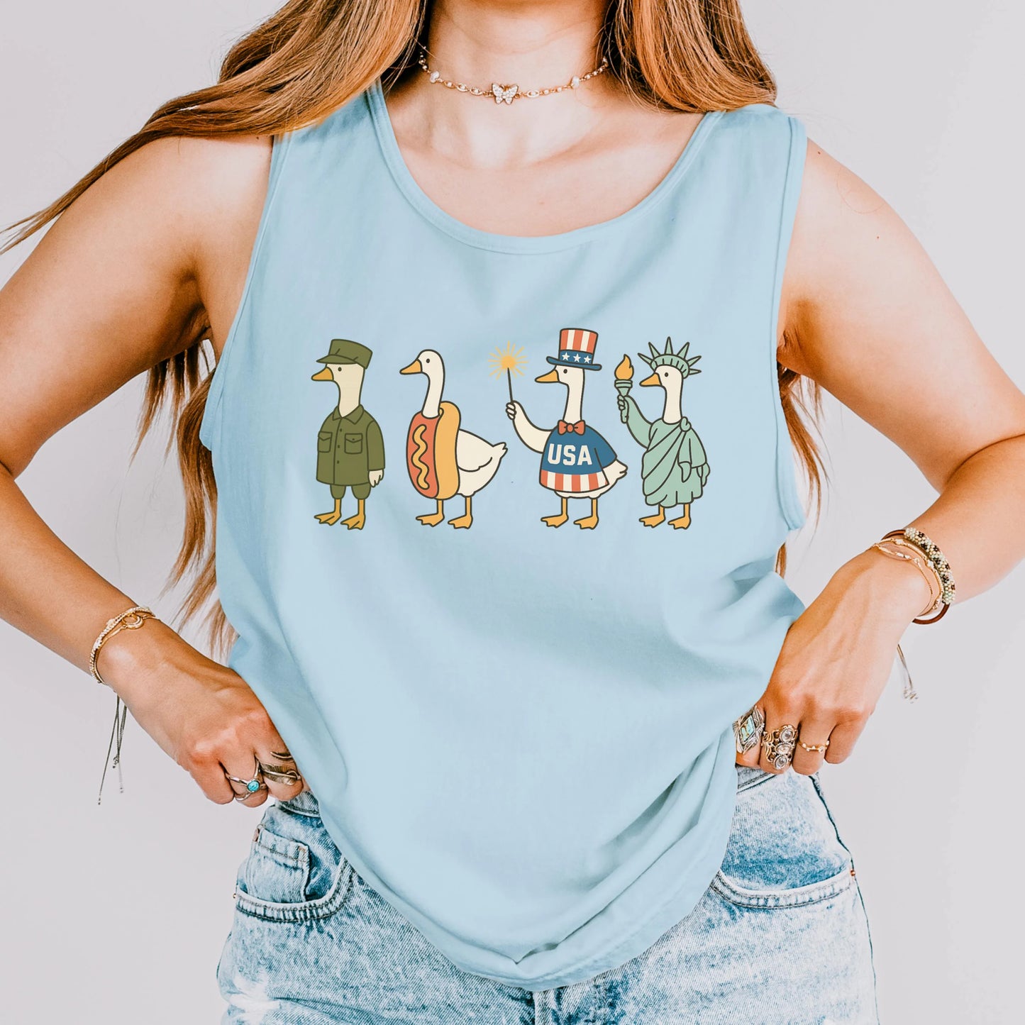 Comfort Colors 4th of July Tank, USA Shirt, Fourth of July Goose Tank, American Flag Shirt, Classic USA Shirt, Goose Shirt, Funny Shirt