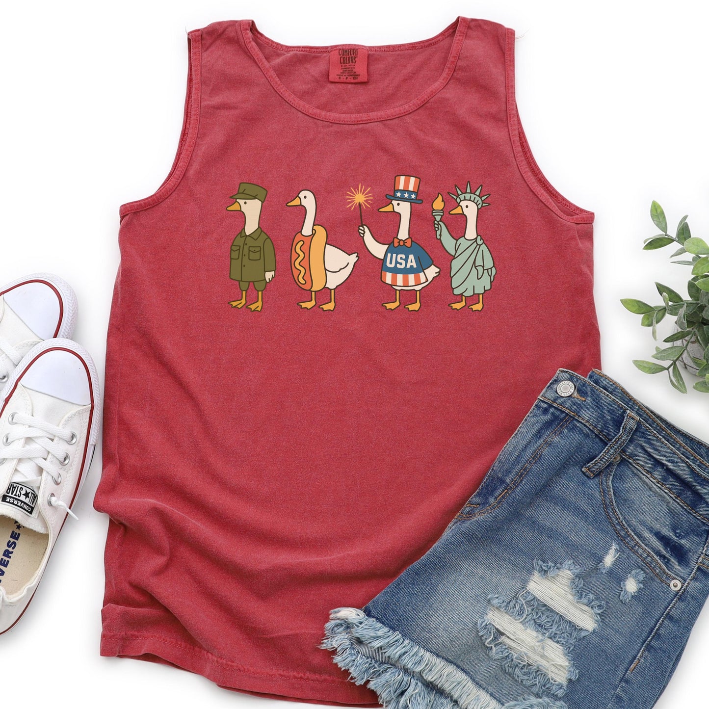 Comfort Colors 4th of July Tank, USA Shirt, Fourth of July Goose Tank, American Flag Shirt, Classic USA Shirt, Goose Shirt, Funny Shirt