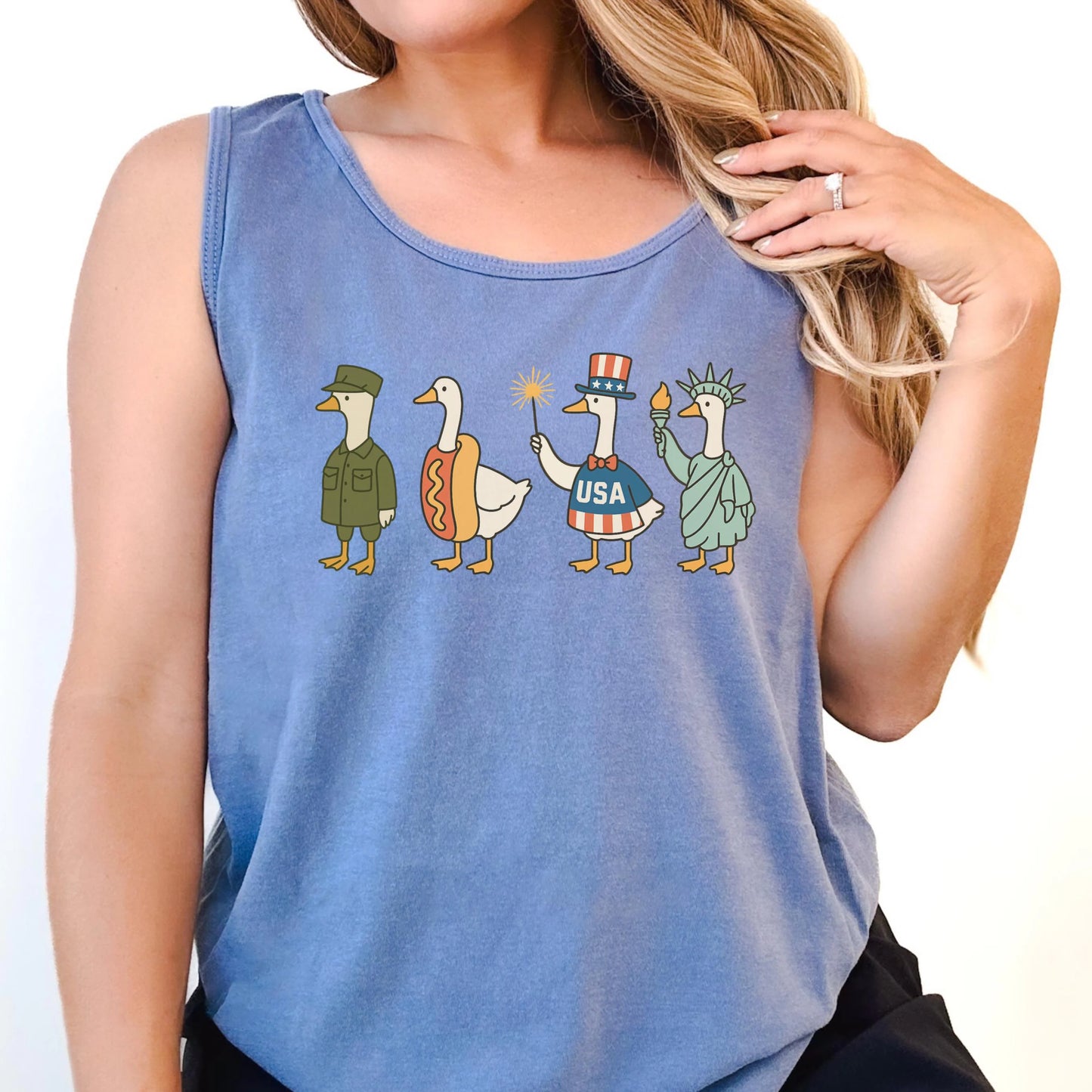 Comfort Colors 4th of July Tank, USA Shirt, Fourth of July Goose Tank, American Flag Shirt, Classic USA Shirt, Goose Shirt, Funny Shirt