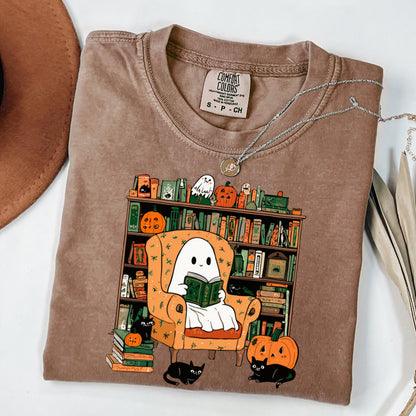 Reading Ghost Halloween Comfort Colors Tee