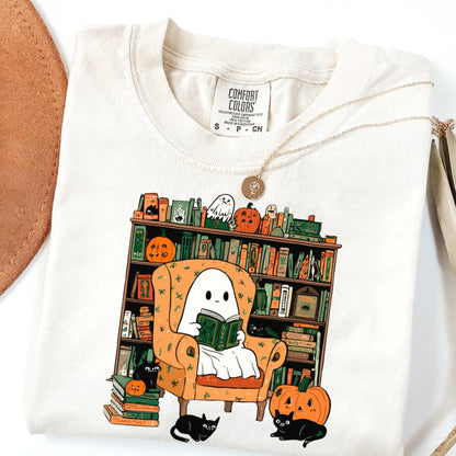 Reading Ghost Halloween Comfort Colors Tee
